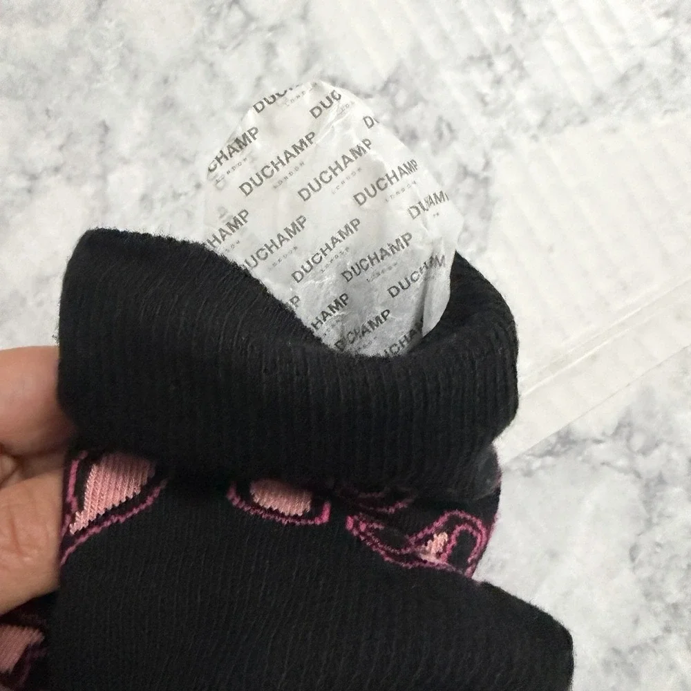 Duchamp London Mens Dress Socks Crew Linked Toe Paisley Pattern Pink Black OS